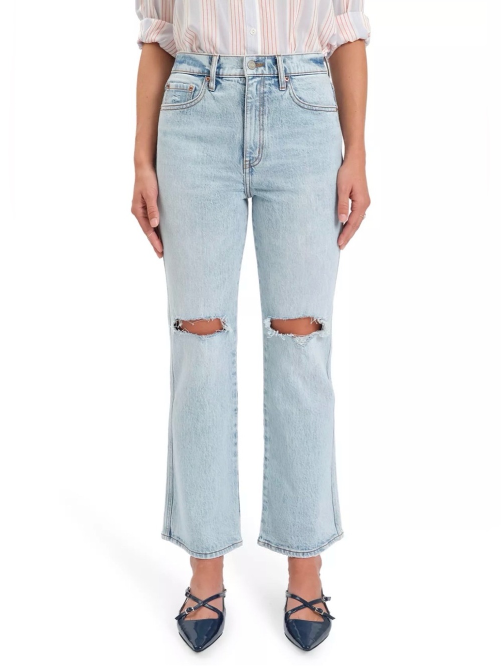 🆕 DAZE Soho High Rise Ankle Flare Jeans -Splash Zone Disressed NWT SZ 29
